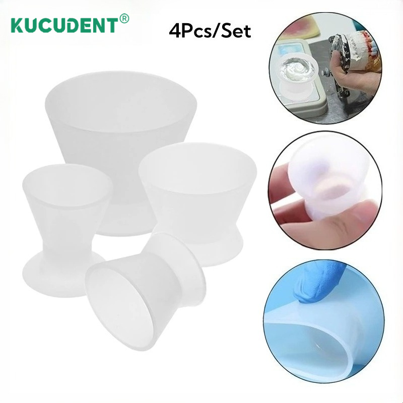 Mixing Cup Silicone - 4 قطع/مجموعة أكواب خلط سيليكون للأسنان،