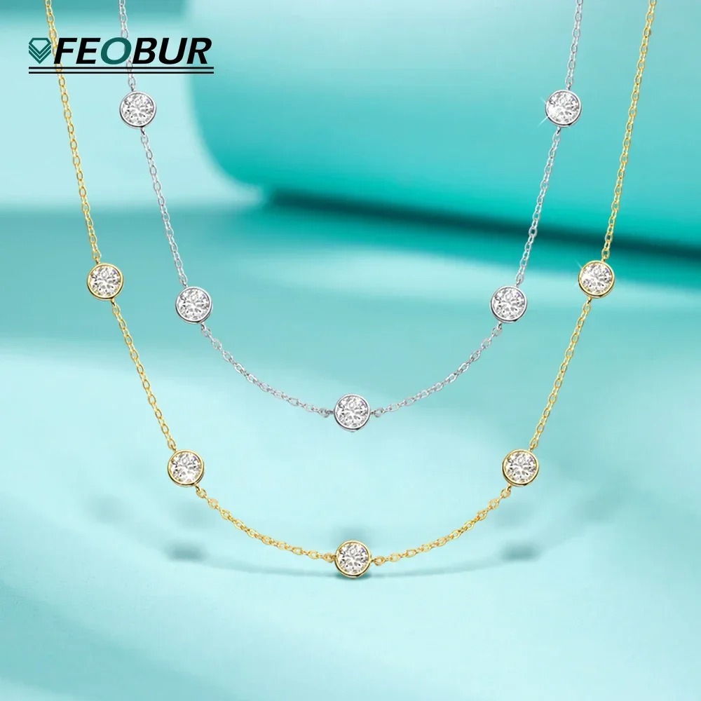 Bezels Set Pendant - GRA معتمد 5 مللي متر مويسانيتي