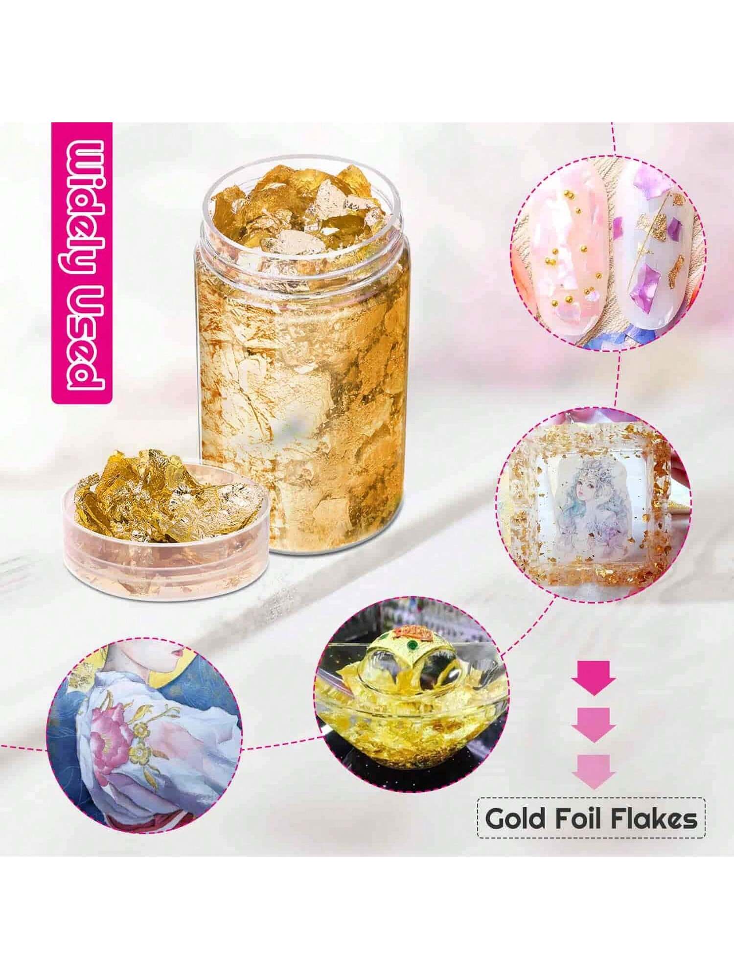 رقائق ذهبية، أوراق ذهبية لتزيي - مراجعة Gold Foil Flakes وسعره